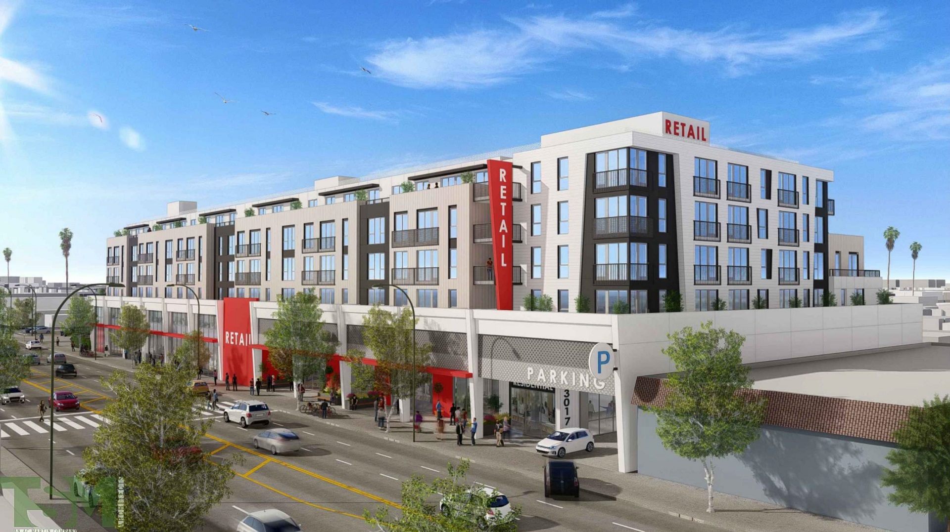 Mixed-use building unwrapped at 3045 S. Crenshaw Blvd.