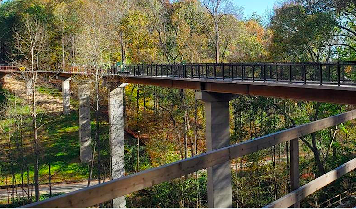 In Buckhead, opening set for PATH400 trail section with soaring bridge 