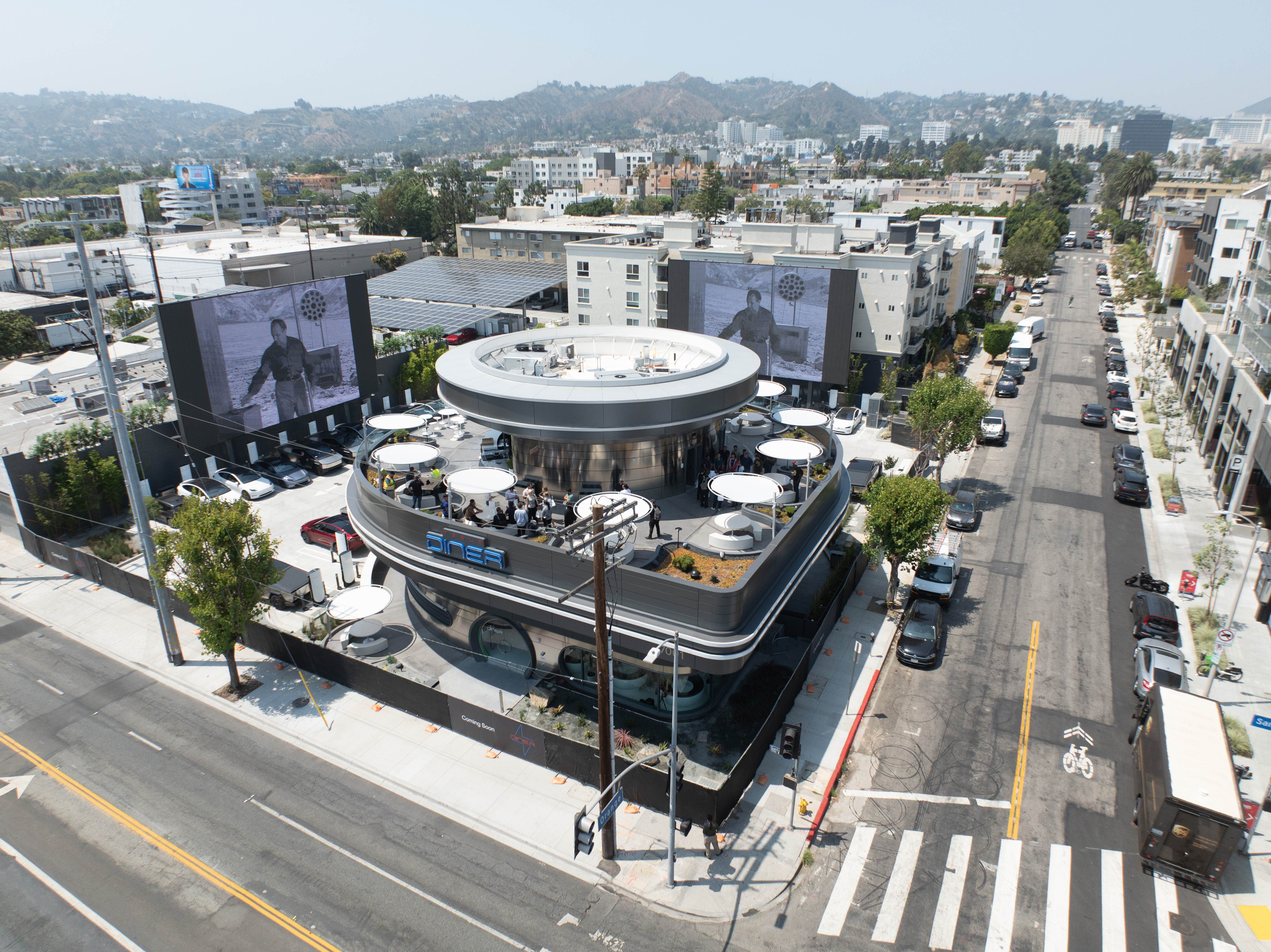 Tesla's retro futuristic diner completed at 7001 W. Santa Monica Blvd. in Hollywood