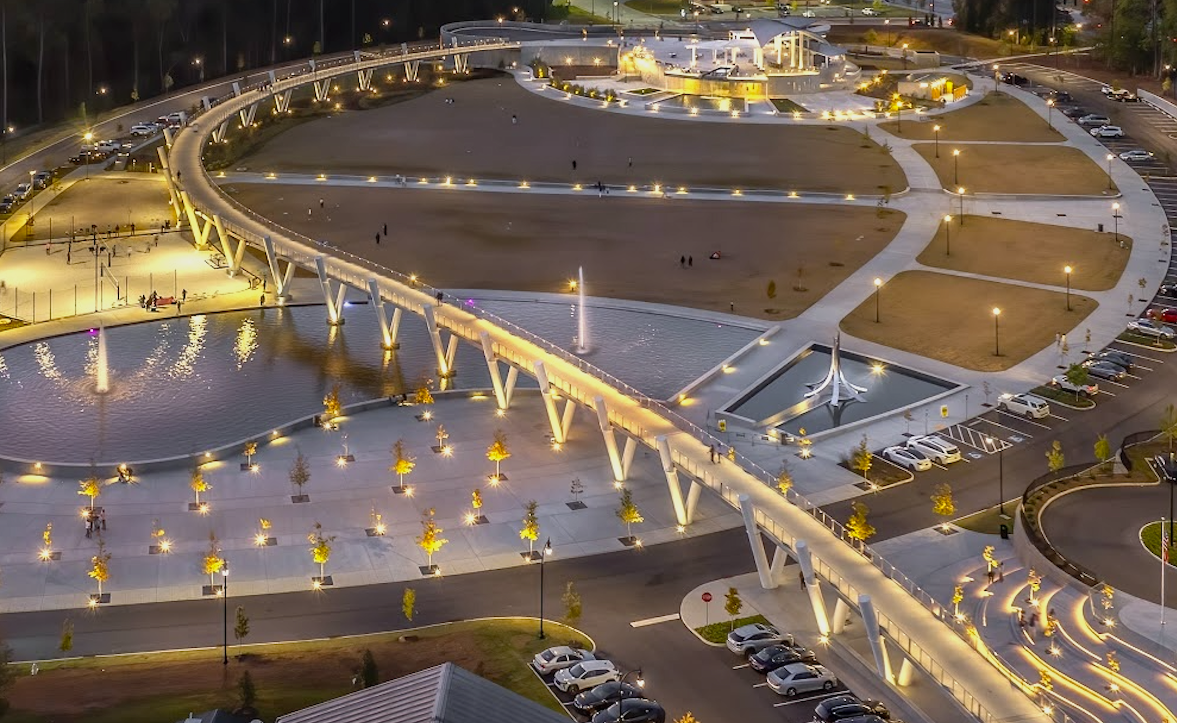 Photos: Suwanee's new city park dazzles at night 