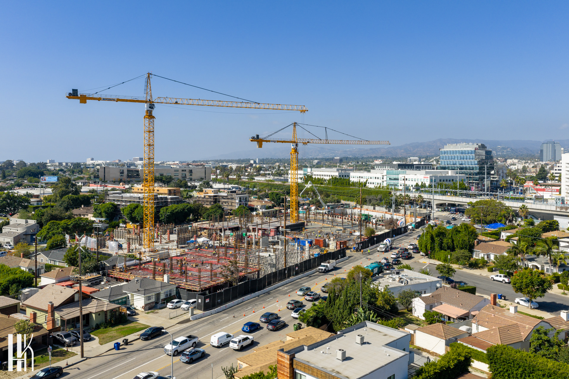 Vertical construction underway for trio of apartment buildings near Expo/Bundy Station