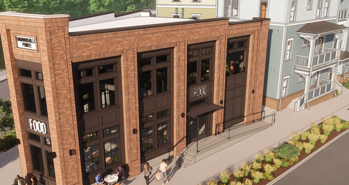 Three-pronged replacement for gas station on verge of construction 