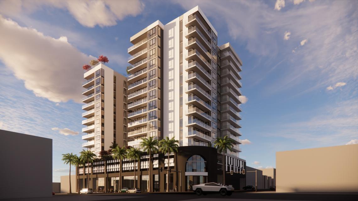 Developer plans 15-story residential tower at 7959 Beverly Blvd. 