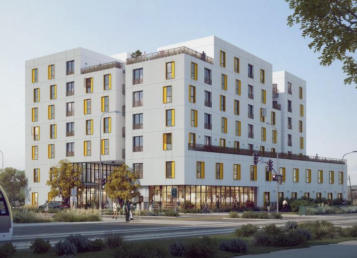 Metro-adjacent affordable housing rises at 1640 20th Street in Santa Monica