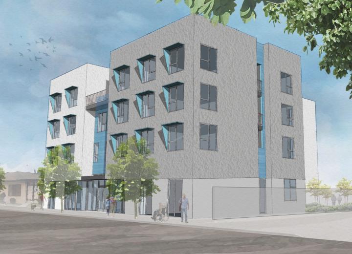 42-unit affordable housing complex takes shape at 823 W. Manchester Ave.