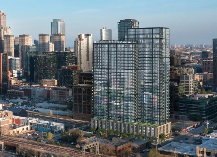 Construction tops out at 370 N. Morgan