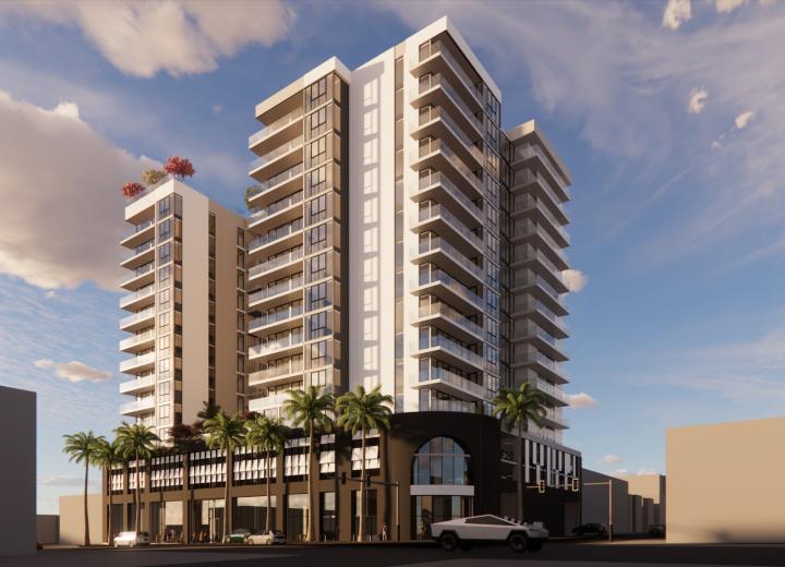 Developer plans 15-story residential tower at 7959 Beverly Blvd. 