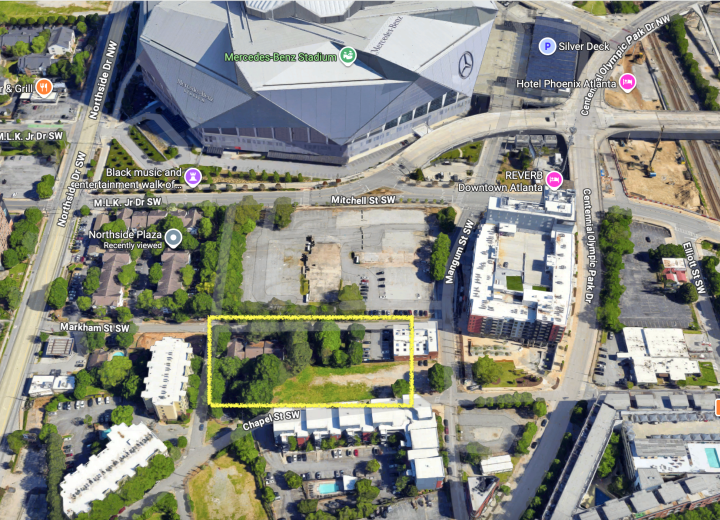 Buildings near Mercedes-Benz Stadium on chopping block