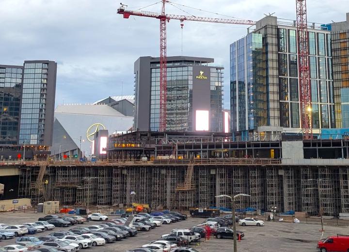 Images: Another sizable Centennial Yards building has topped out 